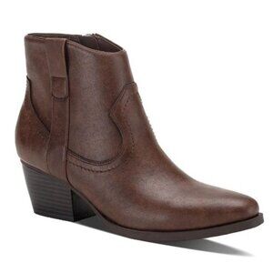 Style & Co. Perriee Zipper Pointed‎ Toe Cowboy Western Ankle Boots Brown 8.5